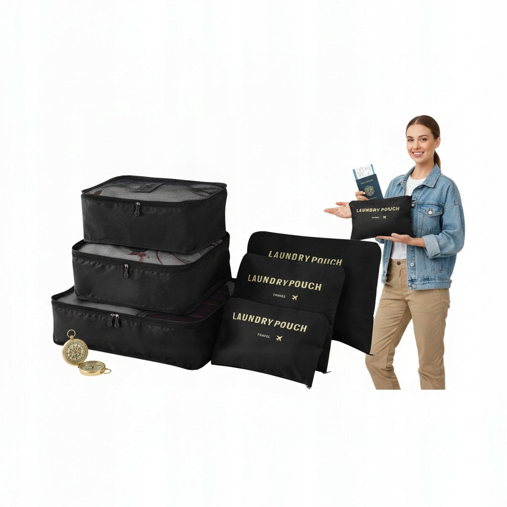 TRAVEL ORGANIZER SET ORGANIZERS DIAMOND 6PCS BLACK