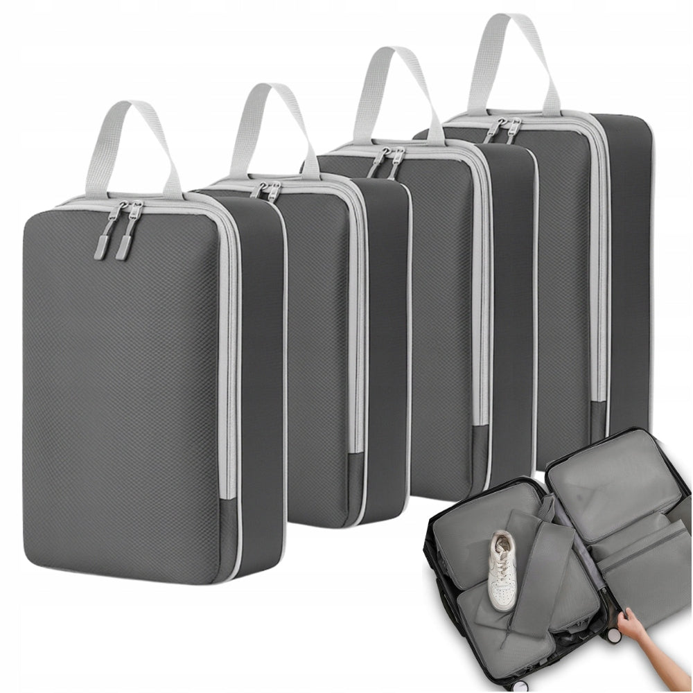 TRAVEL ORGANIZER SUITCASE BAG ROOMY SET OF 4PCS GREY FOR CLOTHES