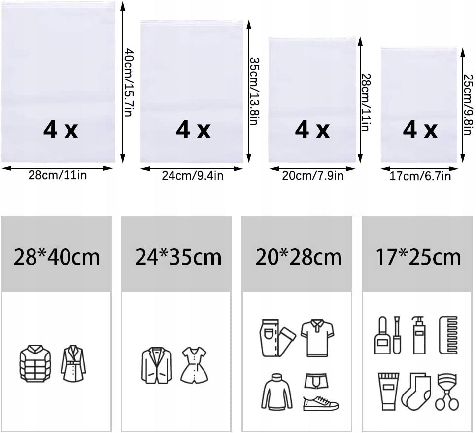 TRAVEL ORGANIZER ZZATO ZORGANIZOWANY DOM SET OF 16 PCS CLOTHES STACKING Color transparent