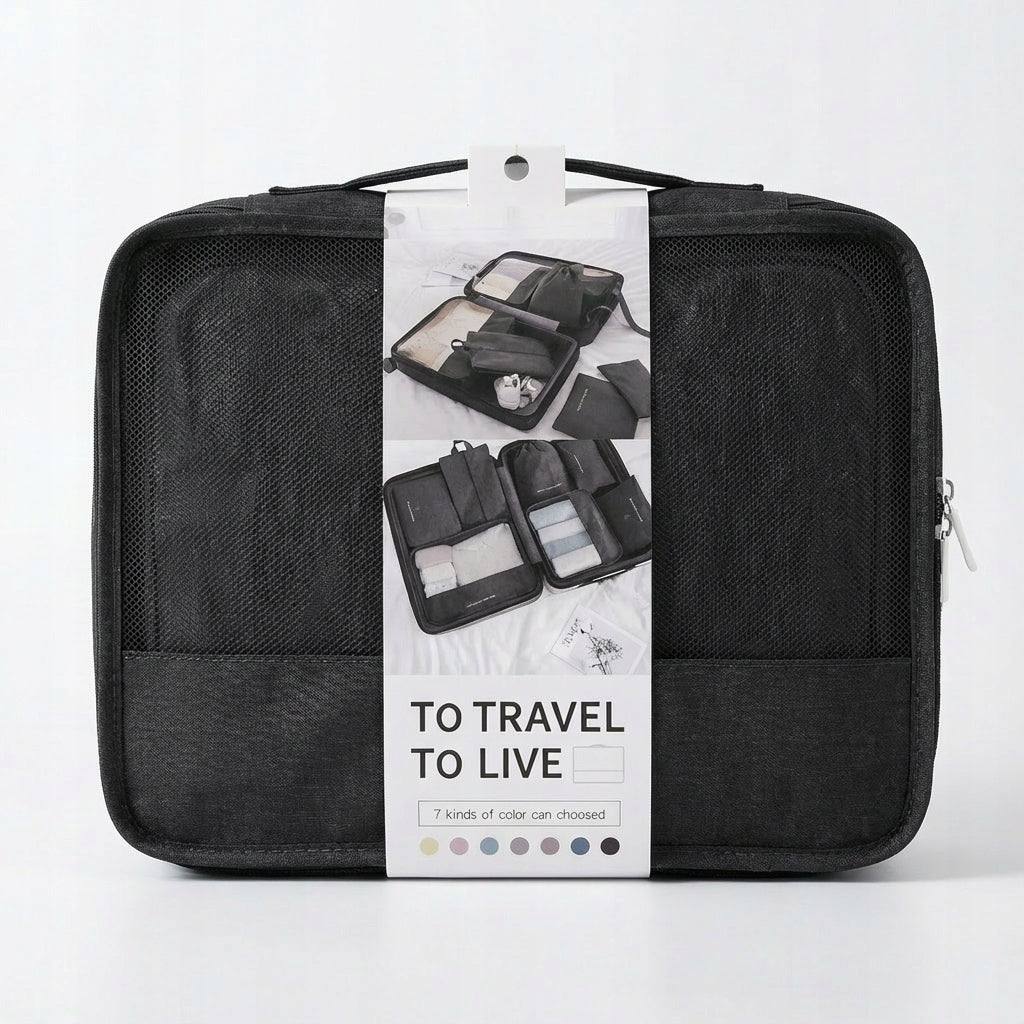 TRAVEL ORGANIZER black FOR SUITCASE BAGS case SET 7in1 for CLOTHES
