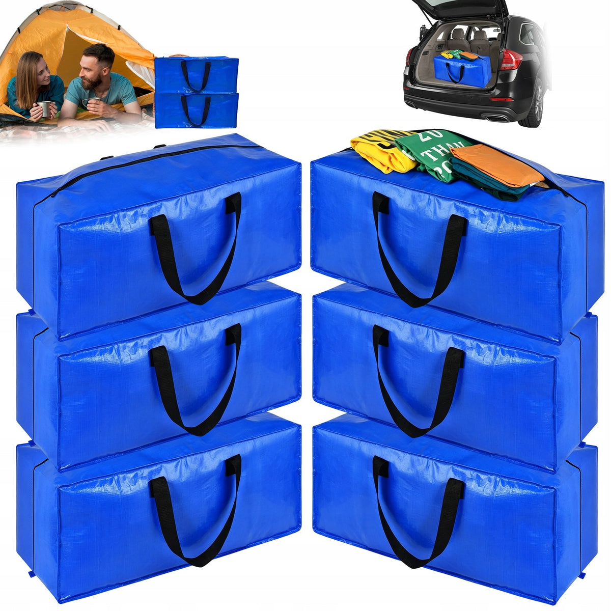 TRAVEL ORGANIZERS 6 LARGE STORAGE BAGS 95L HANDLE AND STRAP