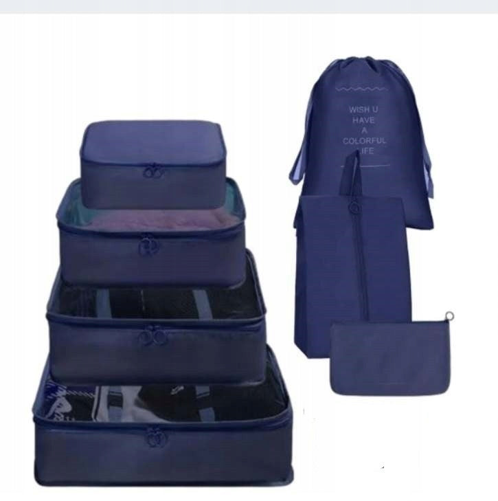 TRAVEL ORGANIZERS BEAUTICIAN SET FOR WARDROBE SUITCASE 9 PCS NAVY BLUE Manufacturer code PackingCubes-10set-Blue