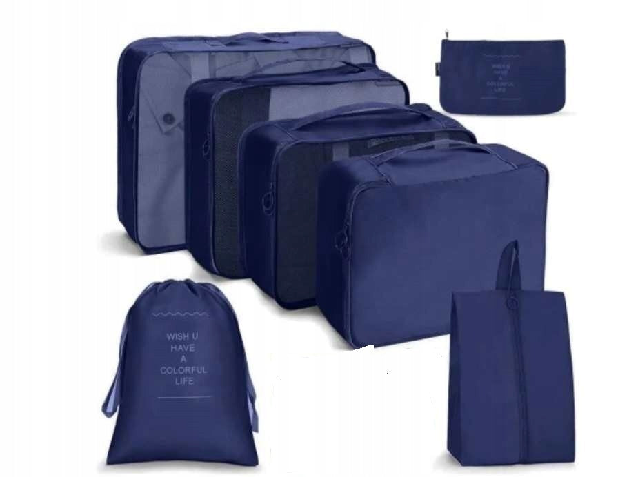 TRAVEL ORGANIZERS BEAUTICIAN SET FOR WARDROBE SUITCASE 9 PCS NAVY BLUE