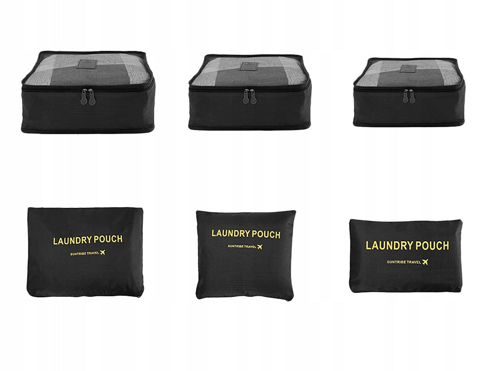 TRAVEL ORGANIZERS FOR AIRPLANE SUITCASE TRAVEL ORGANIZER BLACK 6PCS Color multicolor