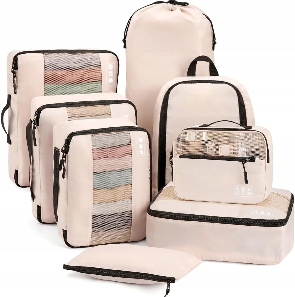 TRAVEL ORGANIZERS FOR SUITCASE CLOTHES BAG COSMETIC BAG SET OF 8