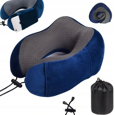 TRAVEL PILLOW CROISSANT NECK HEADREST FOR CAR AIRPLANE COVER Color blue