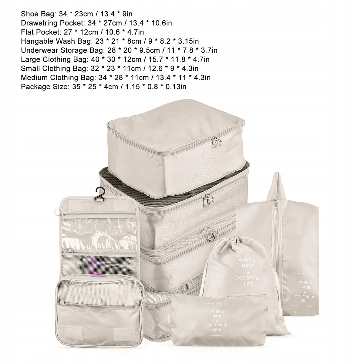 TRAVEL SET SUITCASE ORGANIZERS FOR LUGGAGE AND CLOTHING CLASSIFICATION 8PCS Packaging status original