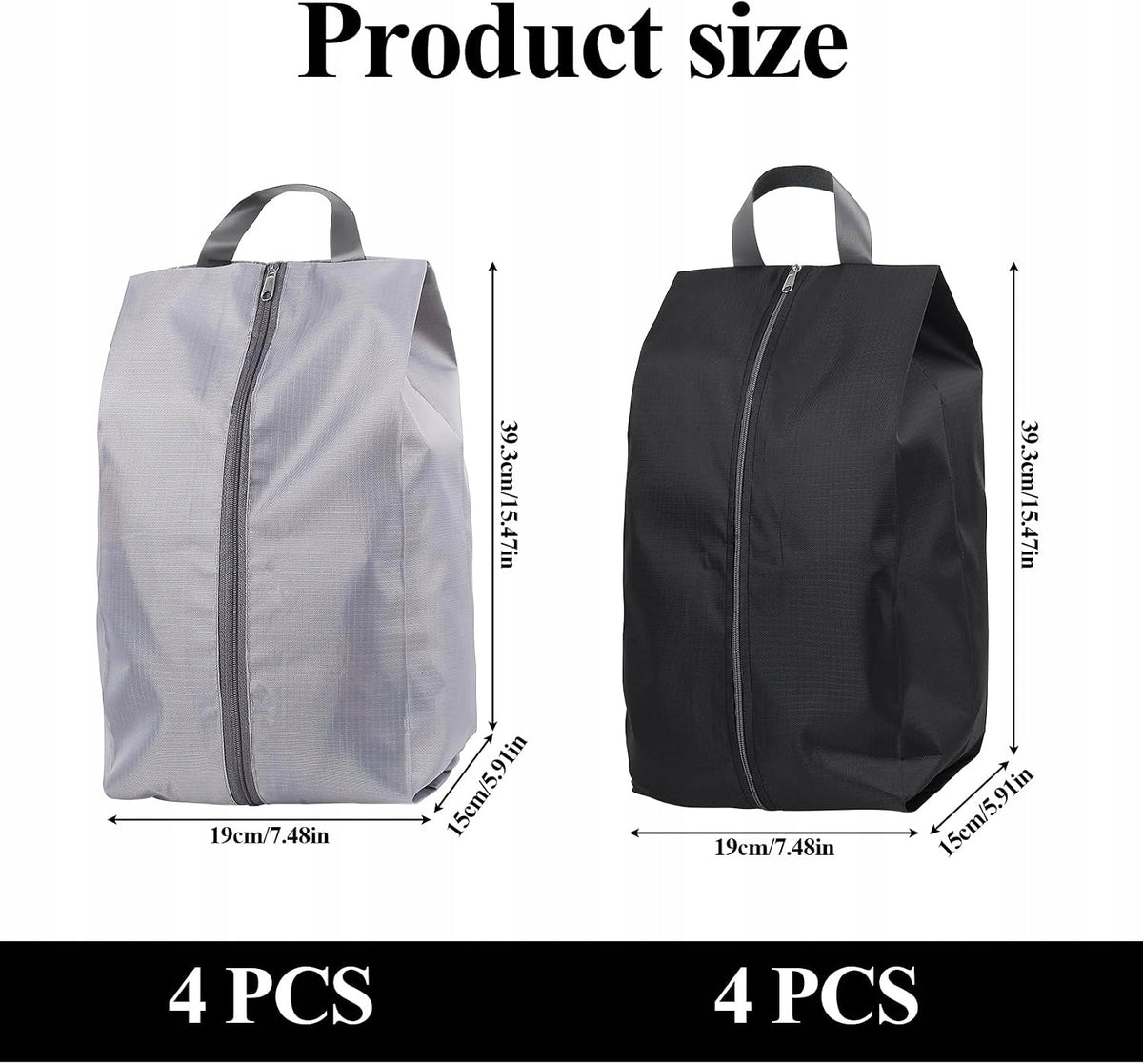 TRAVEL SHOE BAGS 8 PCS WATERPROOF ZIPPER ORGANIZER Color transparent