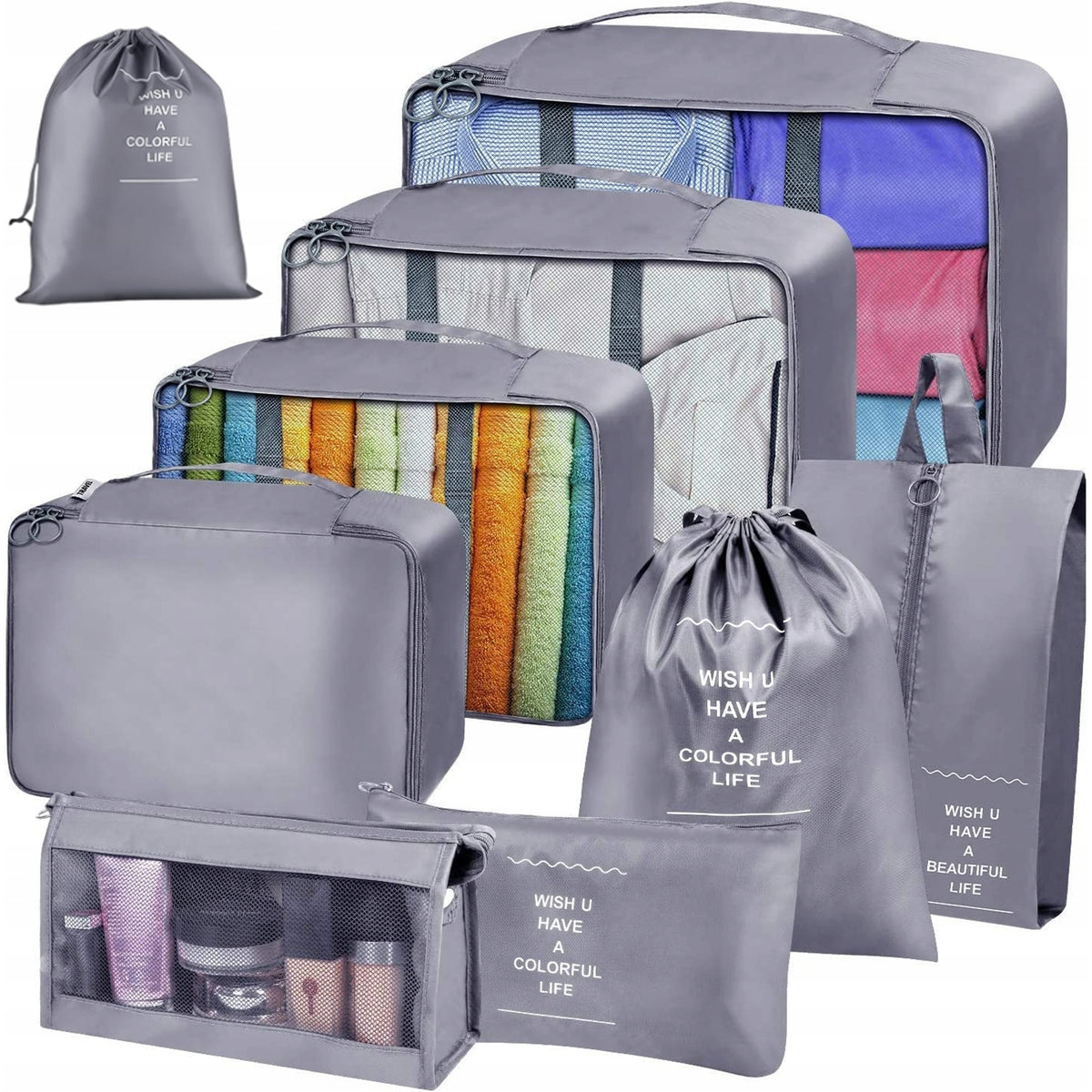 TRAVEL STORAGE BAGS FOR TOUR ORGANIZER 9 PACK Color gray