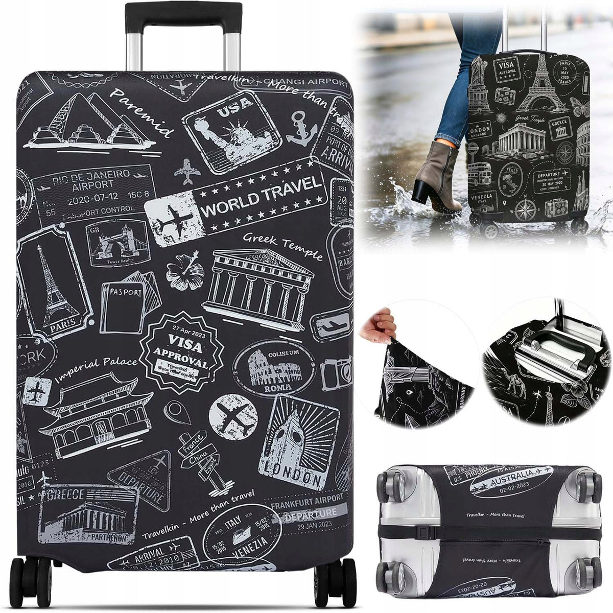 TRAVEL SUITCASE COVER PROTECTIVE LUGGAGE FLEXIBLE CASE UP TO 25-28 INCHES