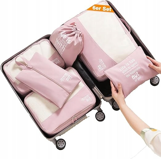 TRAVEL SUITCASE ORGANIZERS 6-PIECE LUGGAGE CUBE SET