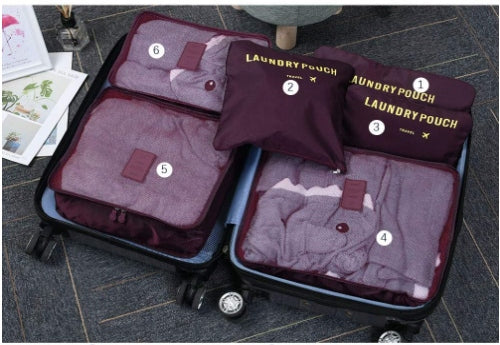TRAVEL SUITCASE ORGANIZERS 6sz. MULTIFUNCTIONAL PACKING COVERS Color pink
