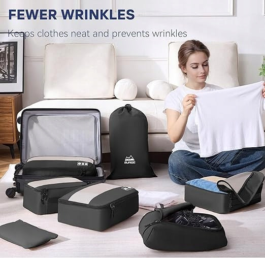 TRAVEL SUITCASE ORGANIZERS 8-PIECE LUGGAGE CUBE SET Packaging status original