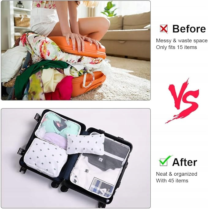 TRAVEL SUITCASE ORGANIZERS 8-PIECE LUGGAGE CUBE SET Packaging status original