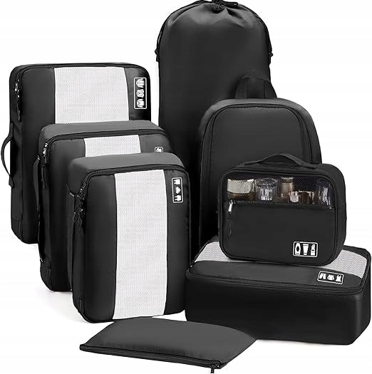 TRAVEL SUITCASE ORGANIZERS 8-PIECE LUGGAGE CUBE SET
