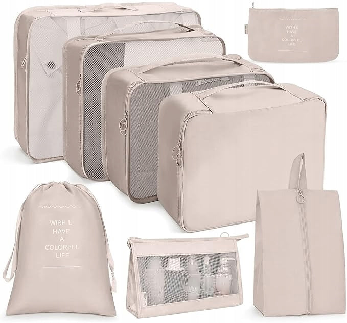 TRAVEL SUITCASE ORGANIZERS 8-PIECE LUGGAGE CUBE SET