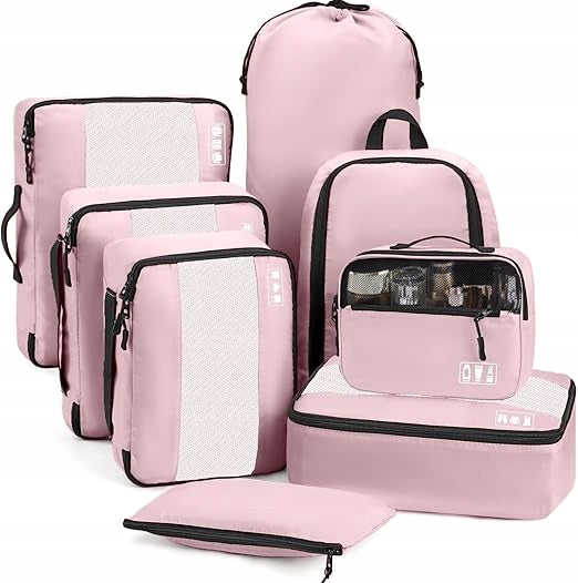 TRAVEL SUITCASE ORGANIZERS 8-PIECE LUGGAGE CUBE SET