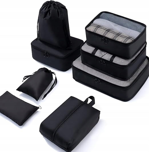 TRAVEL SUITCASE ORGANIZERS 8-PIECE LUGGAGE CUBE SET
