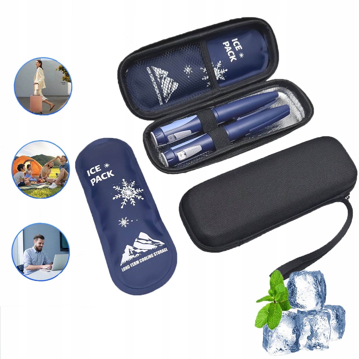 TRAVEL THERMAL INSULATION MEDICINE BAG+2 CARTRIDGES