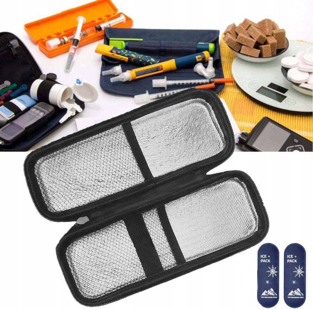 TRAVEL THERMAL INSULATION MEDICINE BAG+ cartridge 2pcs insulin Medical device no