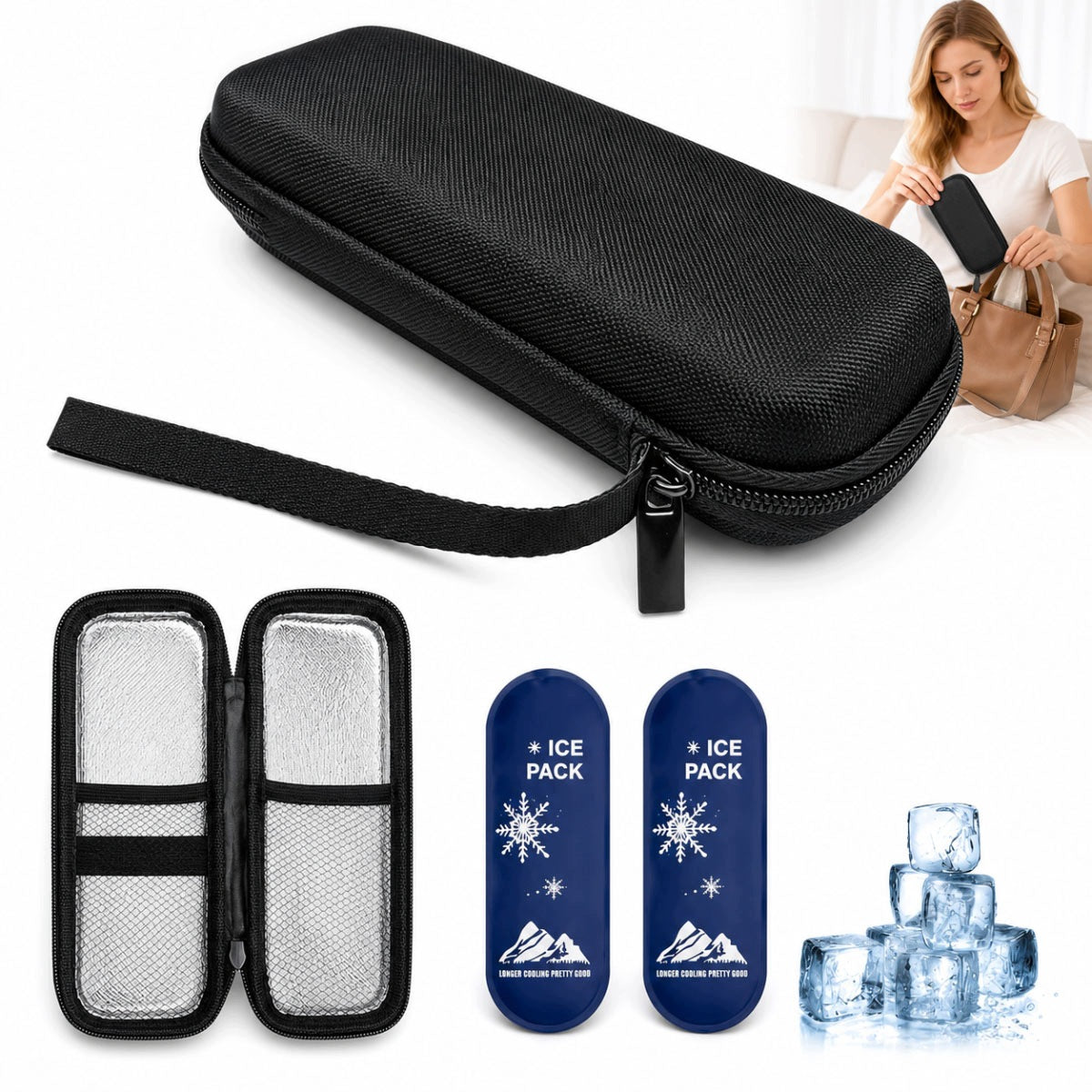 TRAVEL THERMAL INSULATION MEDICINE BAG+ cartridge 2pcs insulin