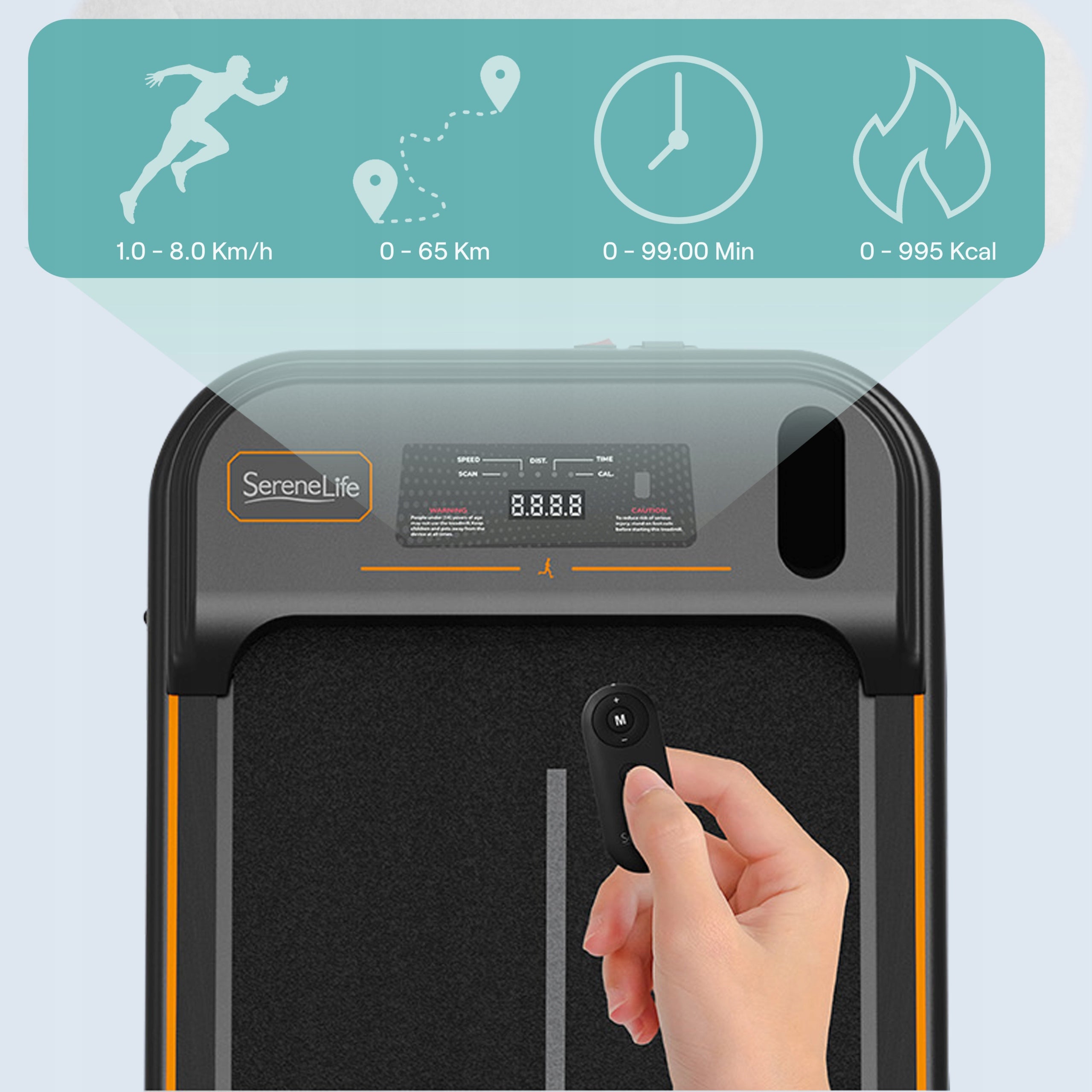 TREADMILL HOME ELECTRIC WALKING PADFOR RUNNING WALKING UP TO 120KG Brand Serenelife