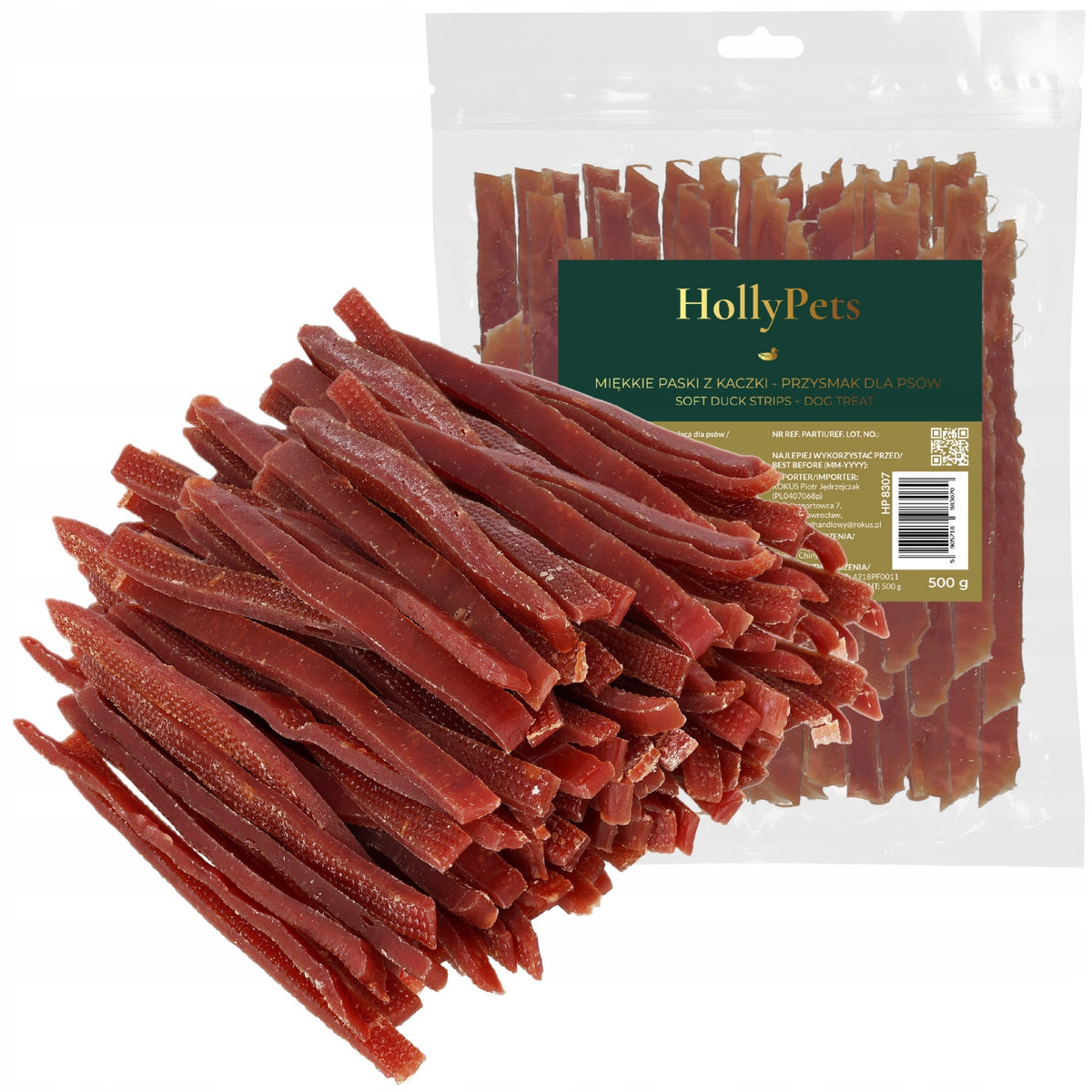 TREAT DOG TEETHER HollyPets SOFT DUCK STRIPS 500g