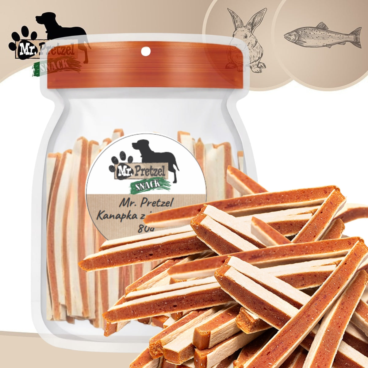 TREAT FOR DOGS - Sandwich with Rabbit Mr.Pretzel 80g HEALTHY PREMIUM Manufacturer code MP-4718