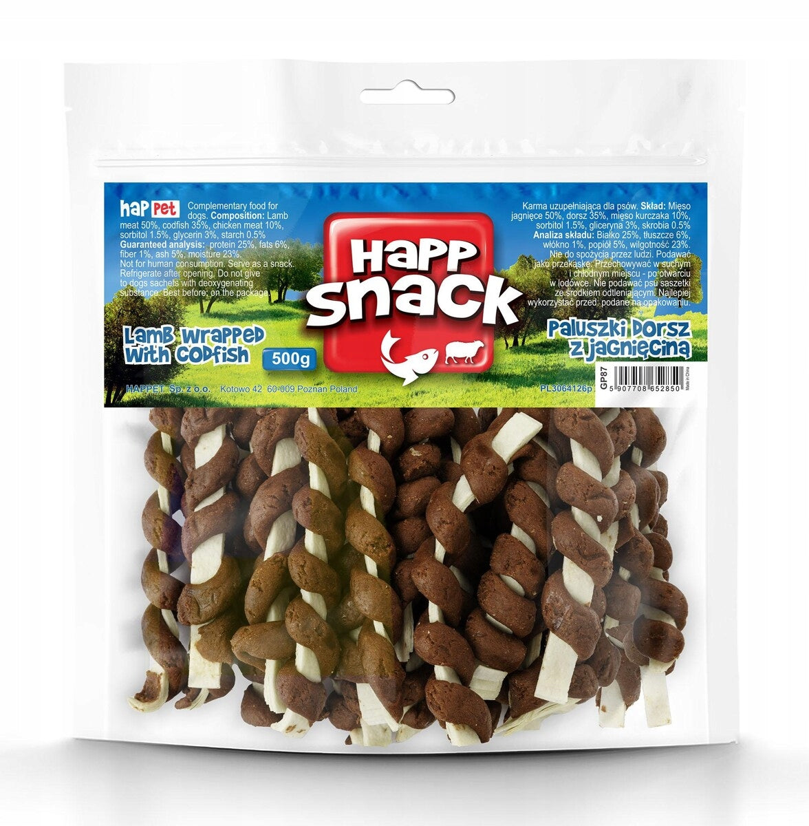 TREAT SNACK TREAT FOR DOG FINGERS COD WITH LAMB 500g Flavor cod