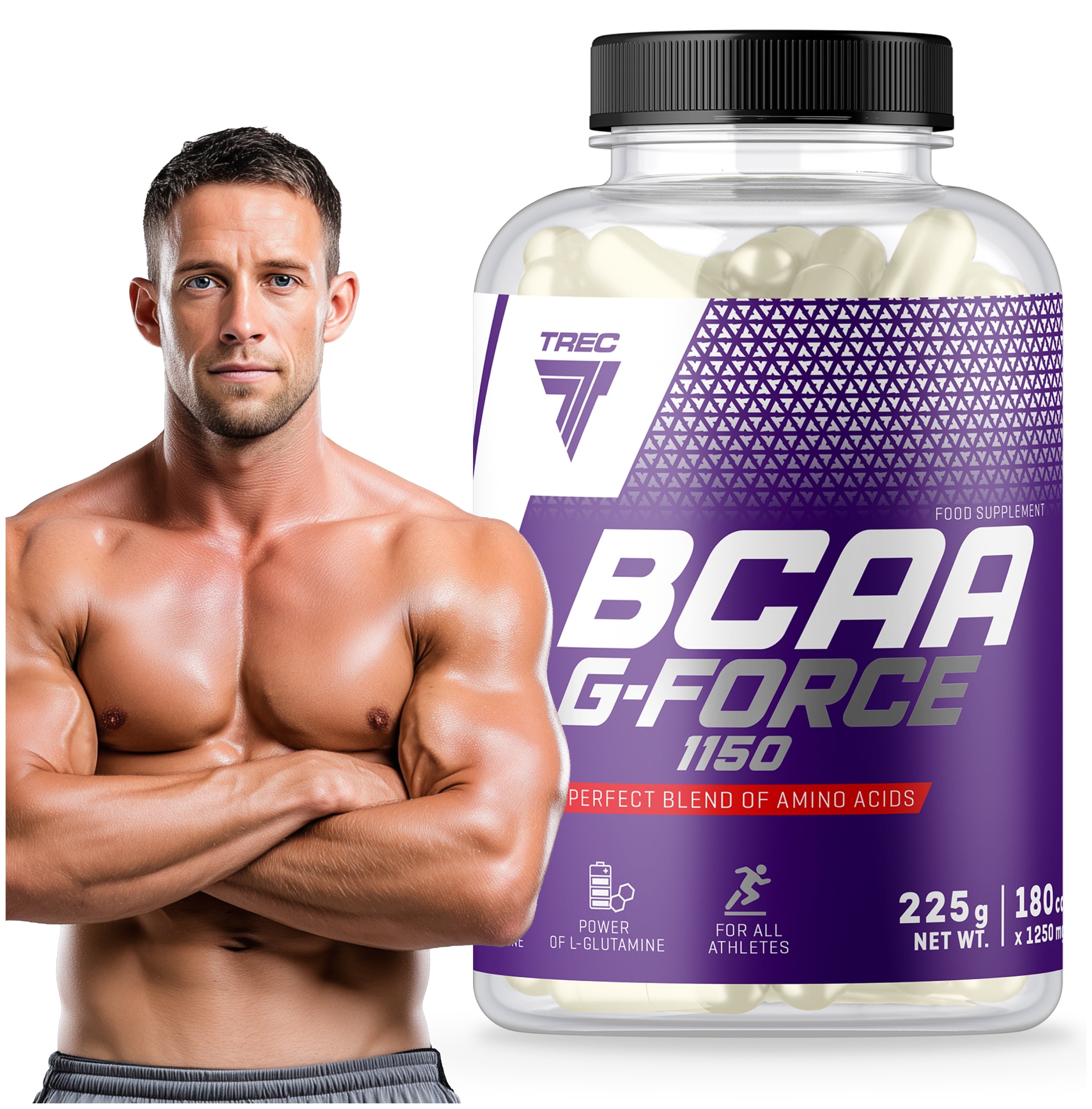 TREC BCAA G-FORCE BRANCHED CHAIN AMINO ACIDS + L-GLUTAMINE|180 capsules