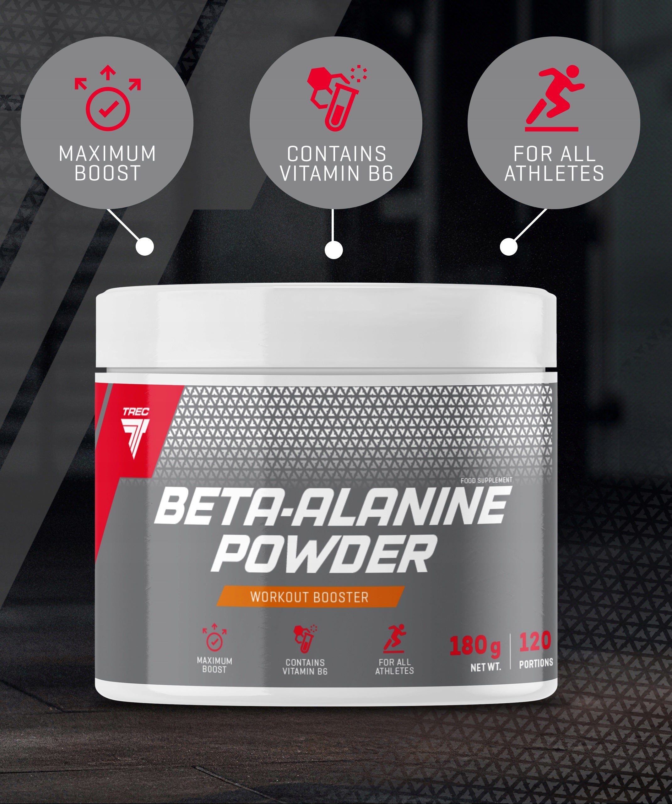 TREC BETA ALANINE POWDER 180g STRENGTH PUMP STRENGTH ALANINE Expiration date at least six months from the date of purchase