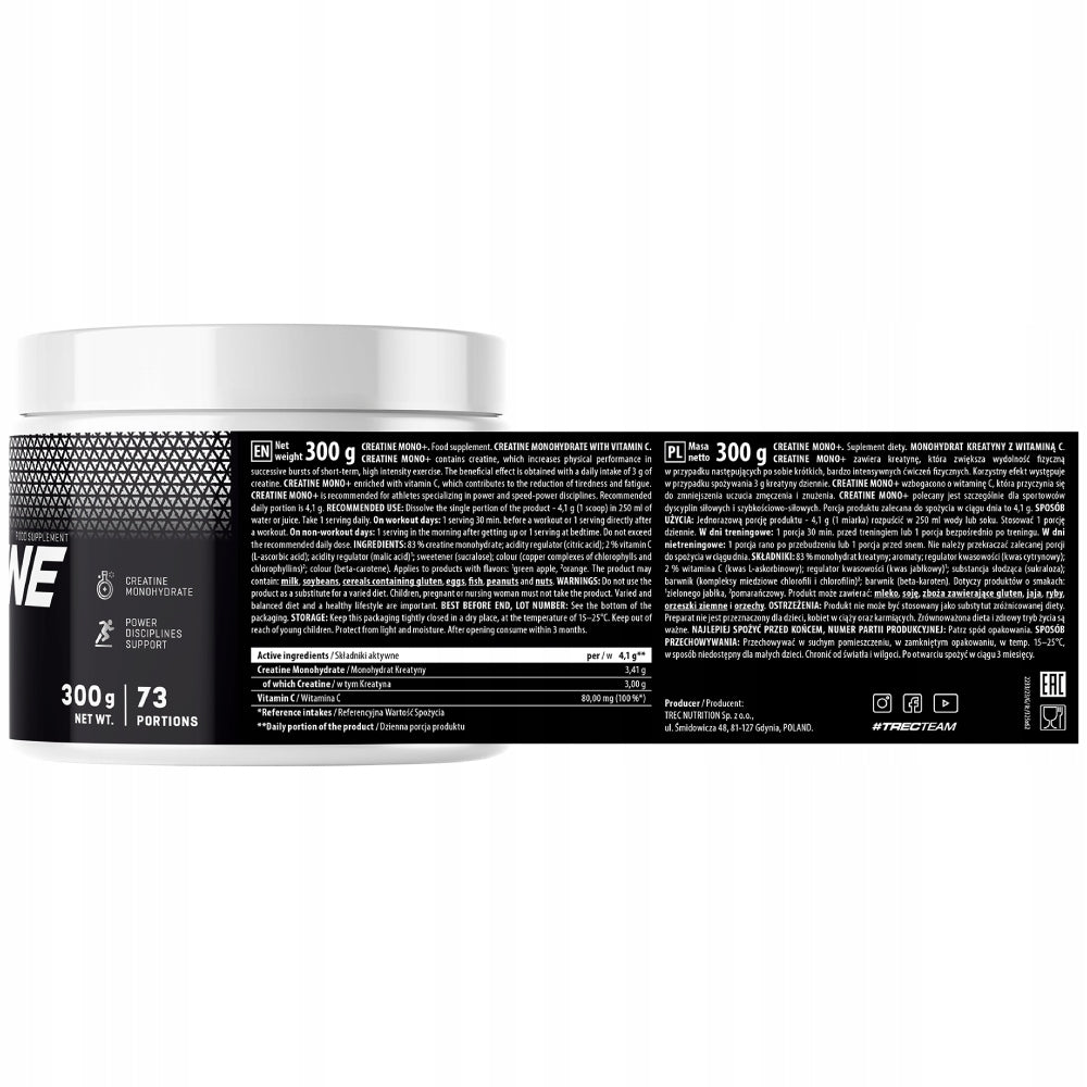TREC CREATINE MONO+ 300g CREATINE APPLE MONOHYDRATE GREEN APPLE Expiration date at least six months from the date of purchase