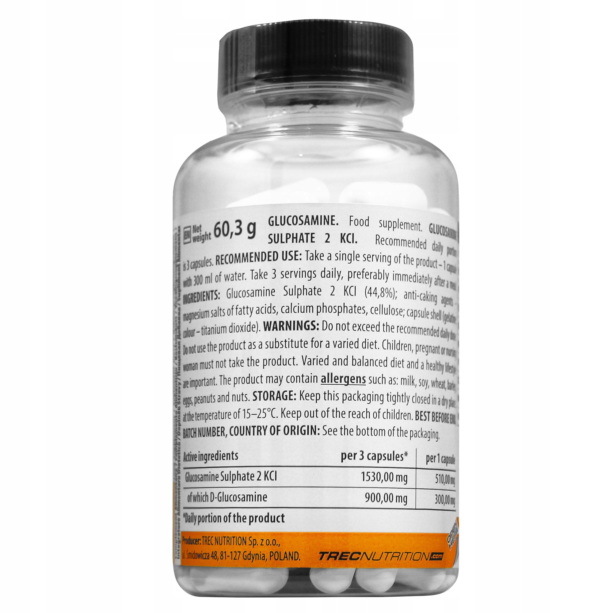 TREC GLUCOSAMINE 90CAPS. GLUCOSAMINE HEALTHY JOINTS Expiration date at least six months from the date of purchase