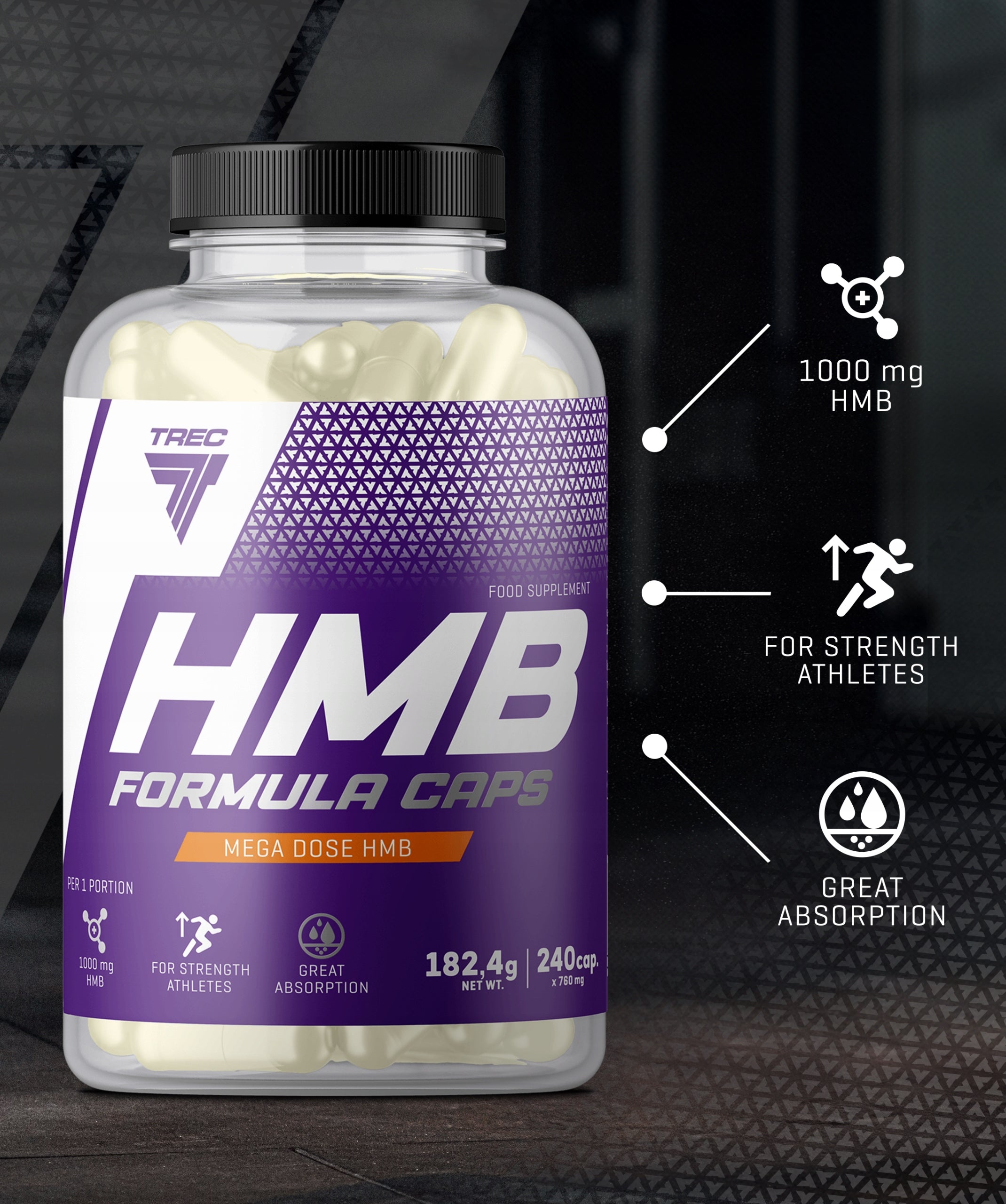 TREC HMB FORMULA CAPS 240 kaps SCULPTURE MUSCLE SILHOUETTE CATABOLISM Expiration date at least six months from the date of purchase