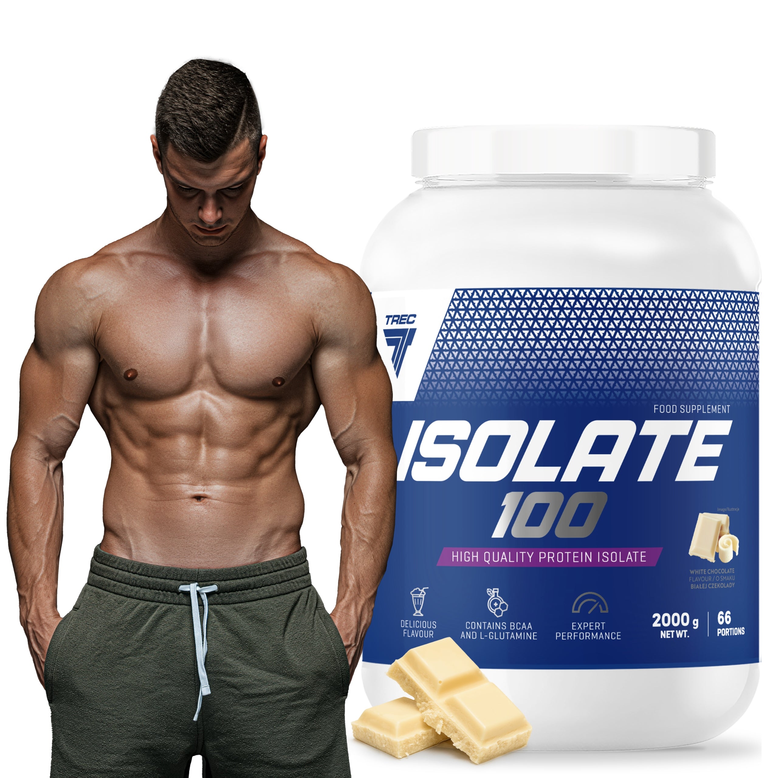 TREC ISOLATE 100 2000g WPI WHEY PROTEIN ISOLATE White Chocolate PROTEIN