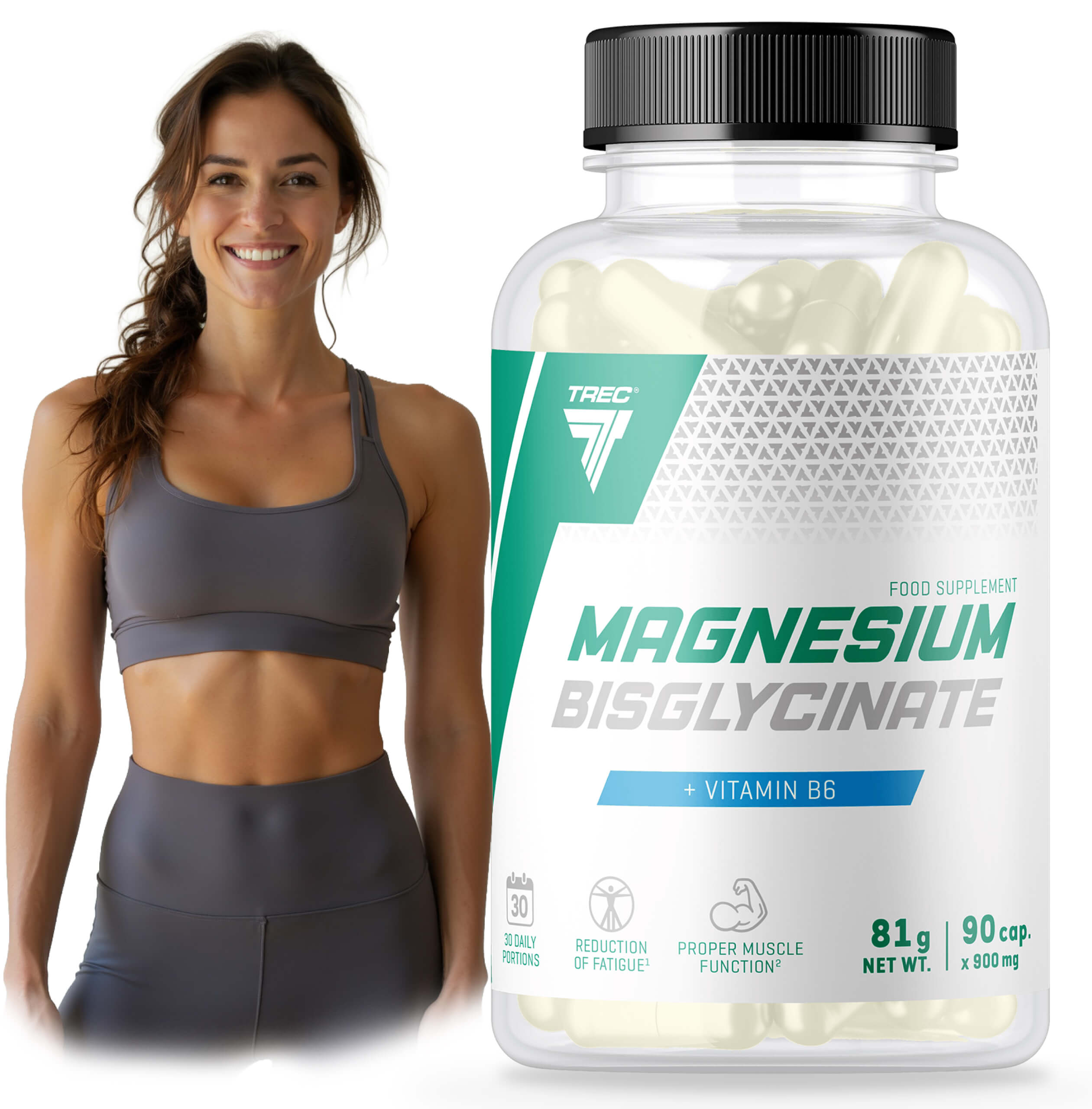 TREC MAGNESIUM BISGLYCINATE DI GLYCINATE Magnesium Vitamin B6 |90 kaps.