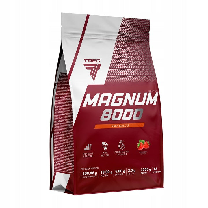 TREC MAGNUM 8000 1000g MEGA STRONG GAINER MASS PROTEIN CARBOHYDRATE STRAWBERRY EAN (GTIN) 5901828349256