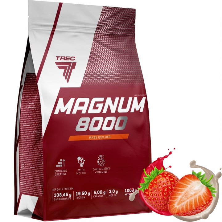 TREC MAGNUM 8000 1000g MEGA STRONG GAINER MASS PROTEIN CARBOHYDRATE STRAWBERRY