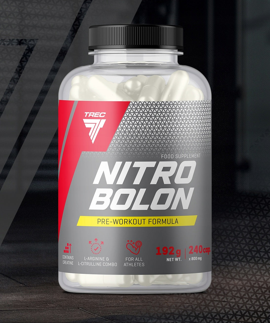 TREC NITROBOLON CITRULLINE CREATINE AAKG PRE-WORKOUT|240 capsules Packaging status original