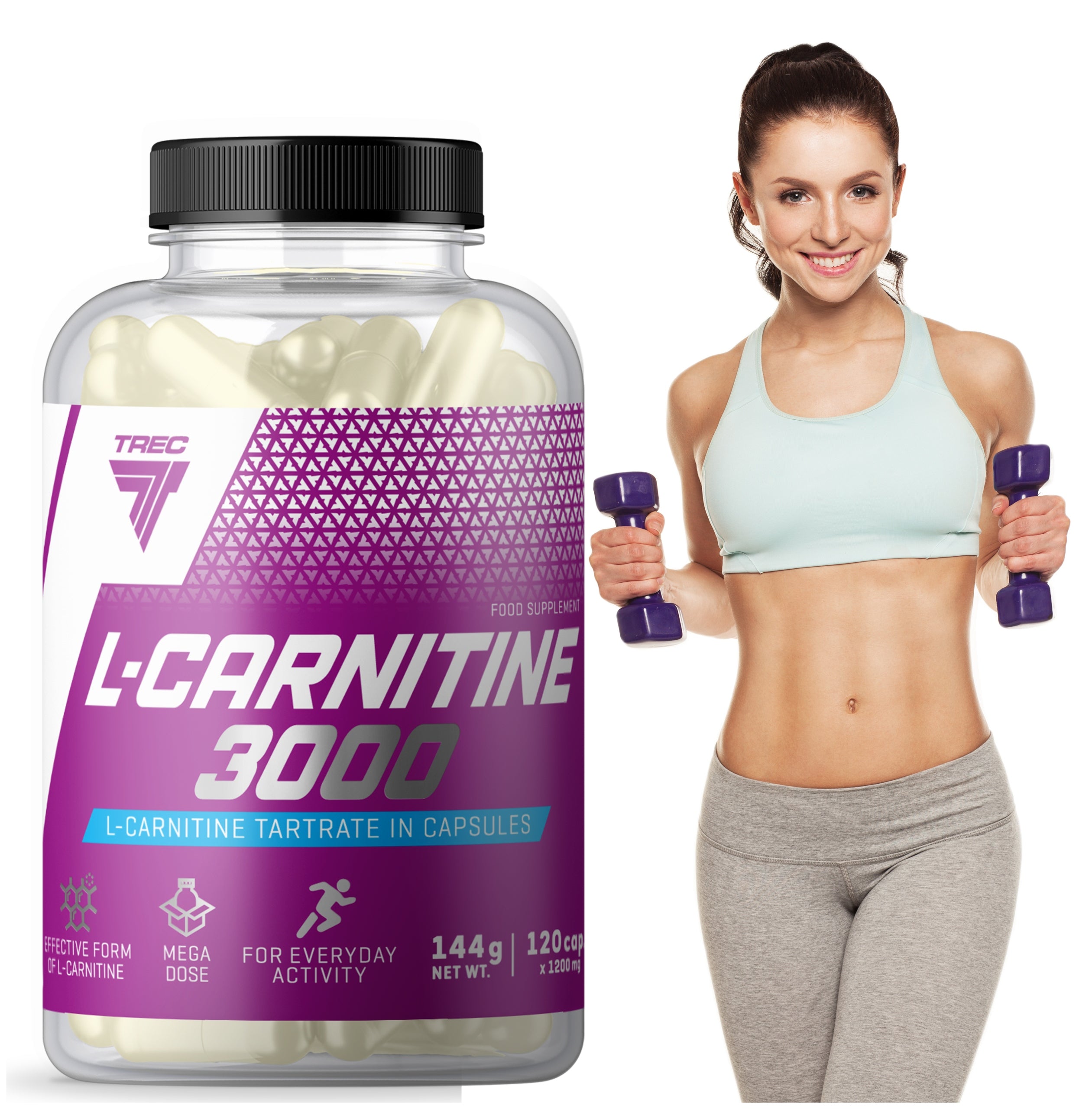TREC NUTRITION L-CARNITINE 3000 120 CAPSULES FOR FAT REDUCTION
