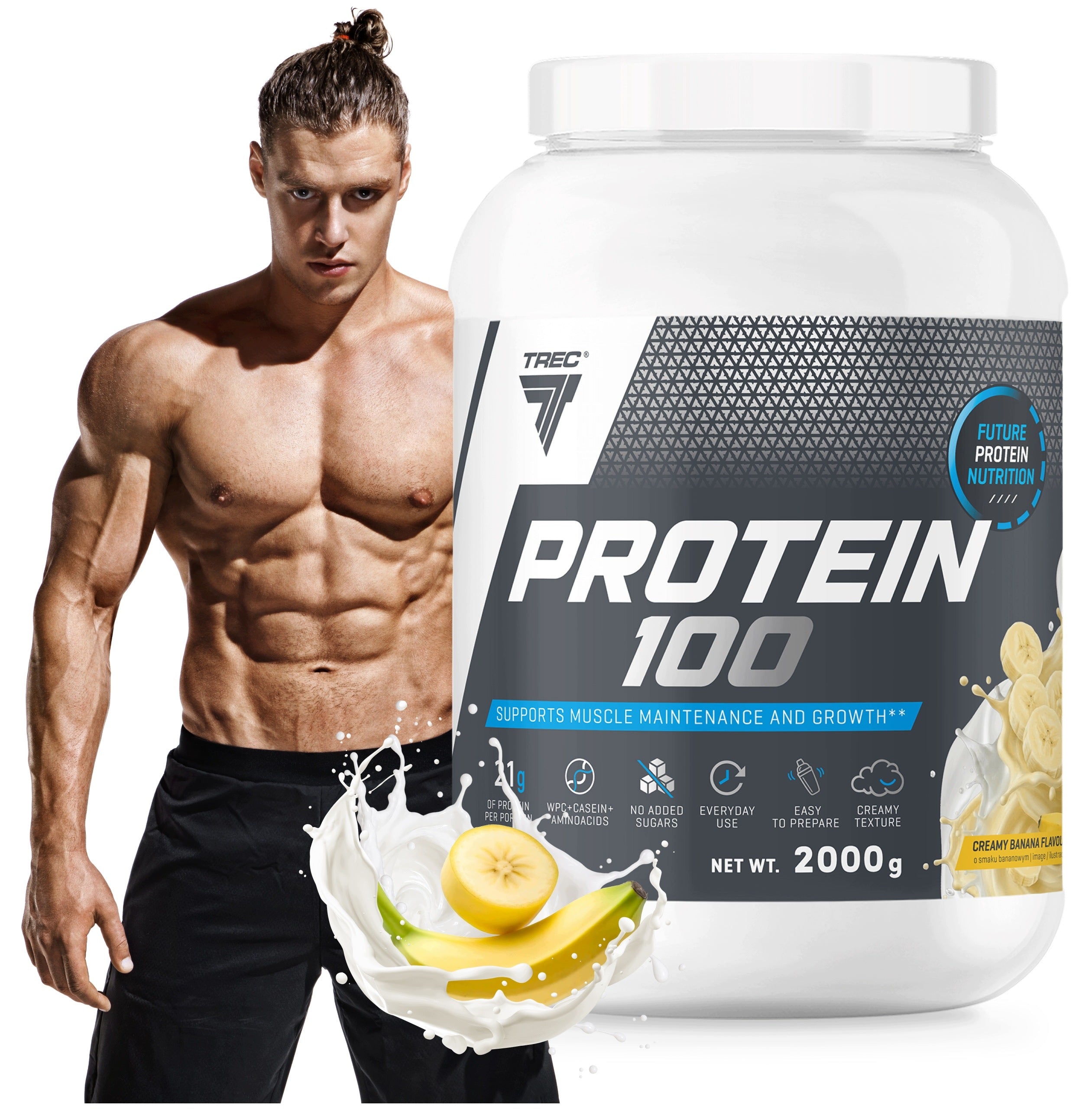 TREC PROTEIN 100 PROTEIN SUPPLEMENT PROTEIN FOR MASS MUSCLES SCULPTURE|2000 g