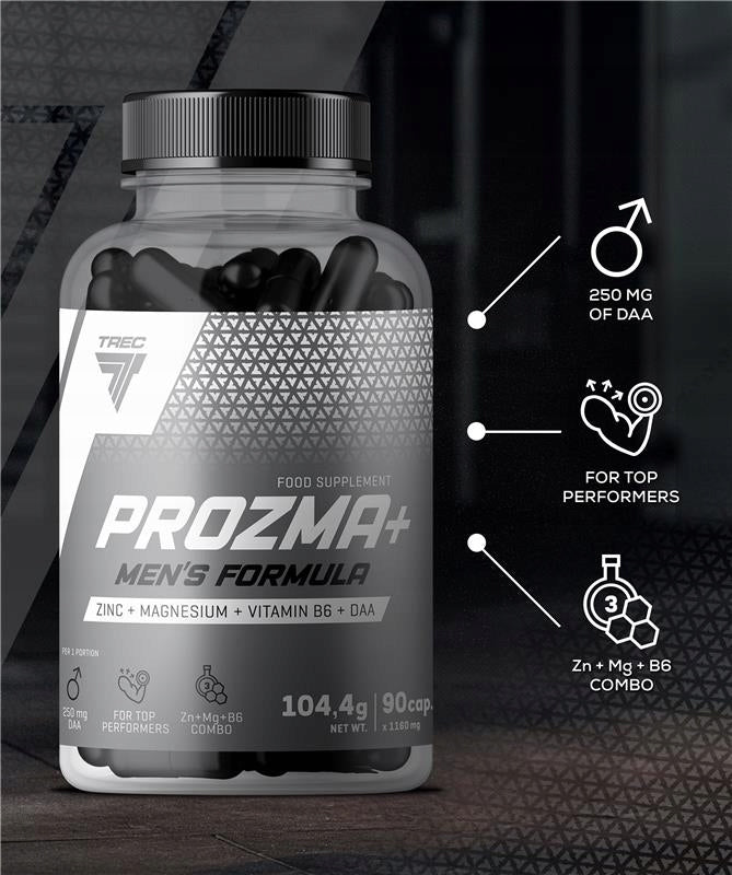 TREC PROZMA+ 90 ZMA MAGNESIUM ZINC B6 DAA BOOSTER TESTOSTERONE FOR MASCULINITY Manufacturer code regulacja aktywności hormonalnej witalność