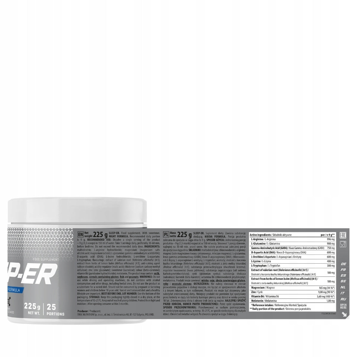 TREC SLEEP-ER SLEEPER 225g REGENERATION BETTER SLEEP | TROPICAL Expiration date at least six months from the date of purchase