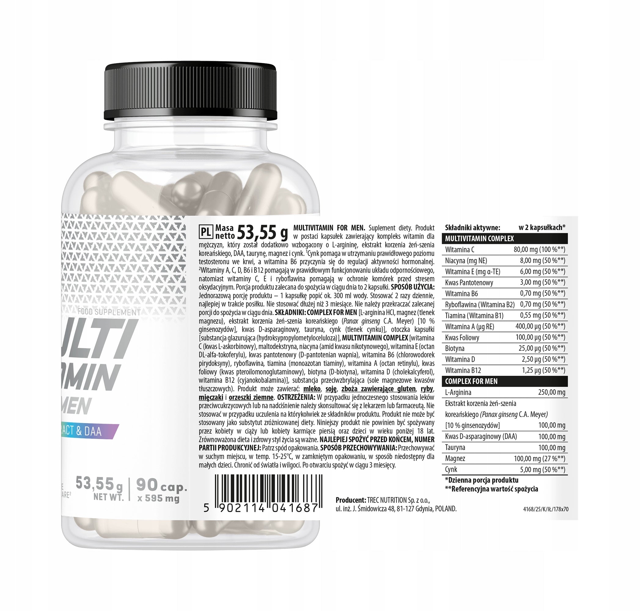 TREC Vitality MULTIVITAMIN FOR MEN 90 kap Vitamin Complex for Men Brand Trec Nutrition