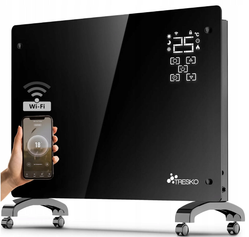 TRESKO Electric glass convector heater 2000 W IP24 WiFi