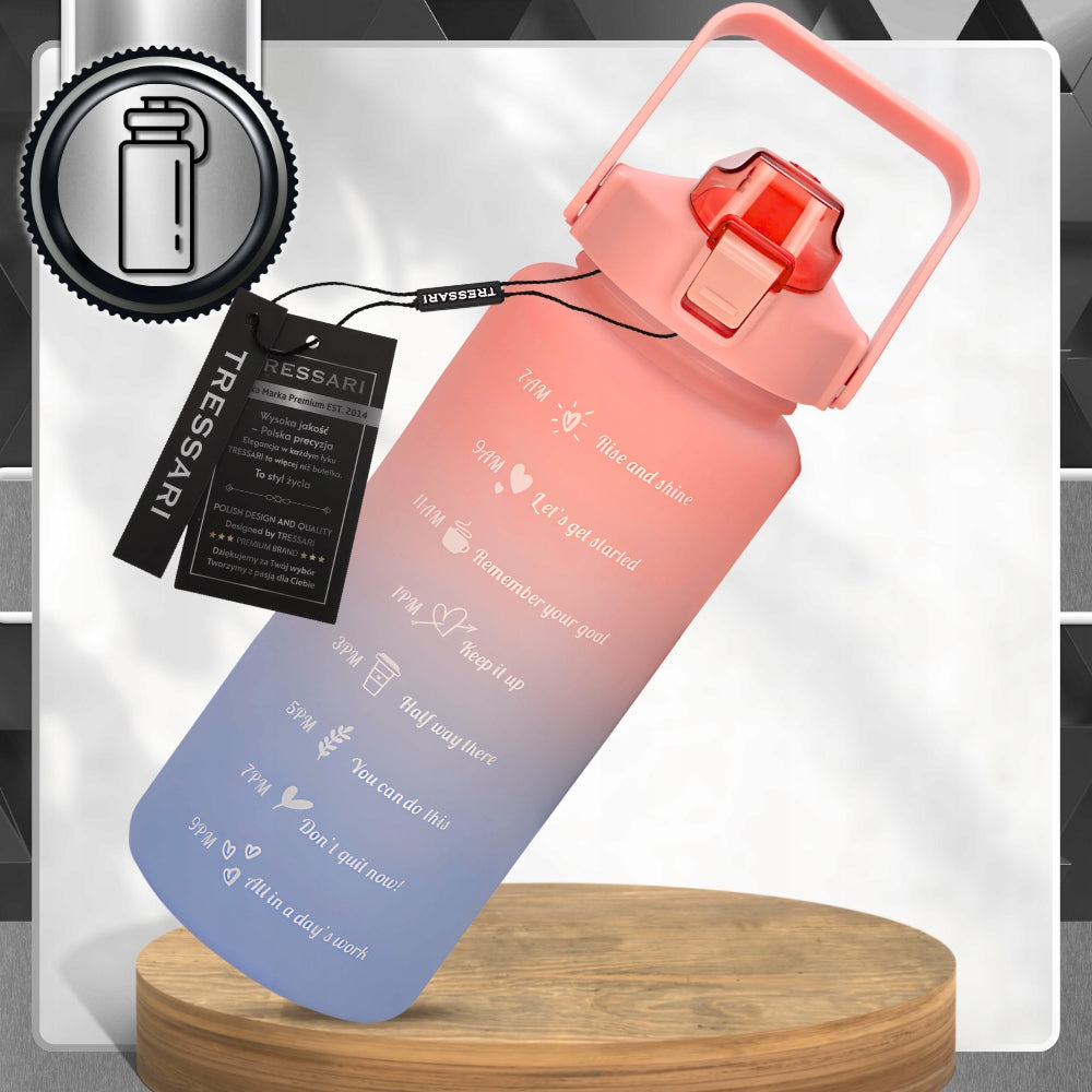 TRESSARI Motivational bottle large 2000ml sports water bottle BPA FREE Manufacturer code Butelka KOLOROWA duża bidon 2000 ml TRESSARI