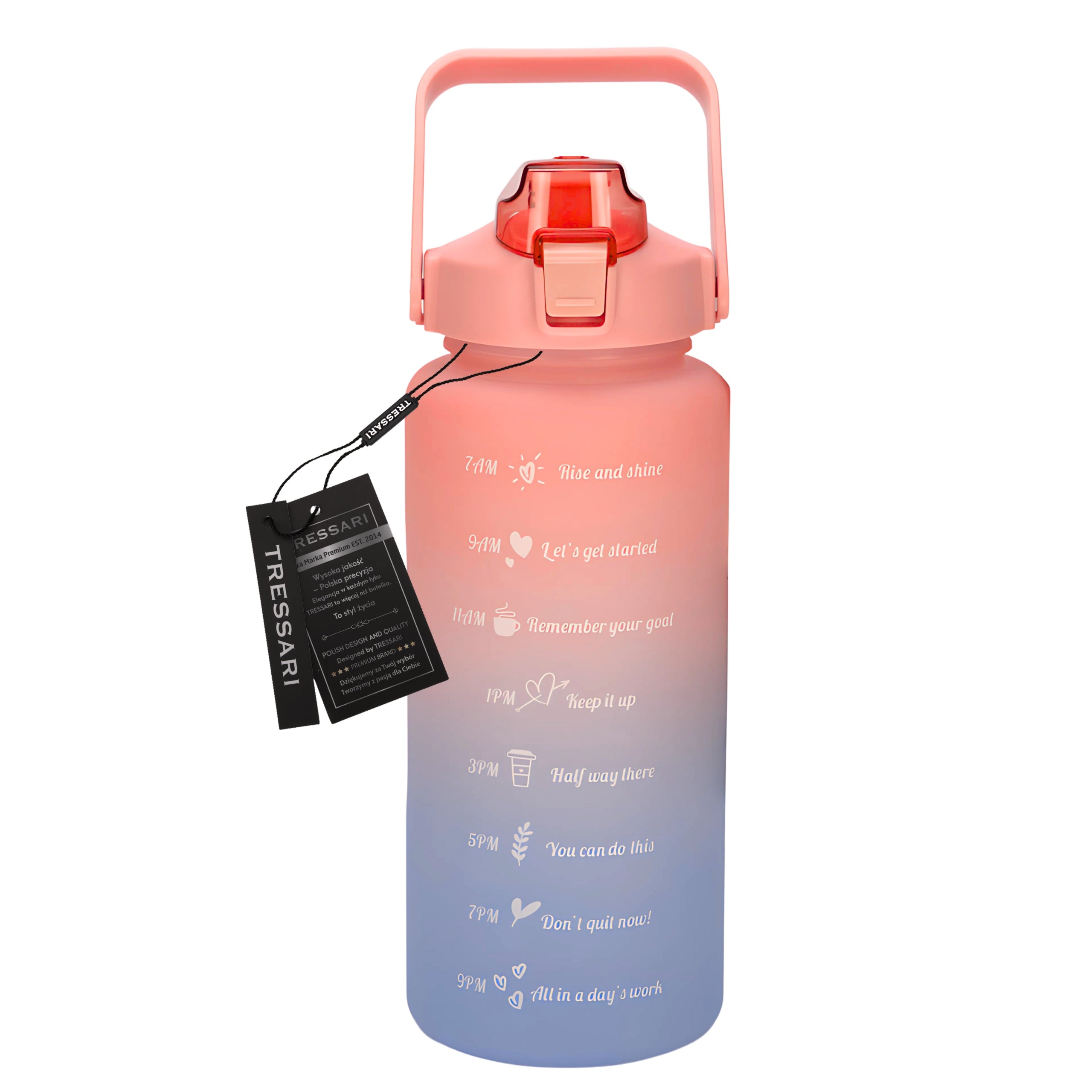 TRESSARI Motivational bottle large 2000ml sports water bottle BPA FREE Packaging status original