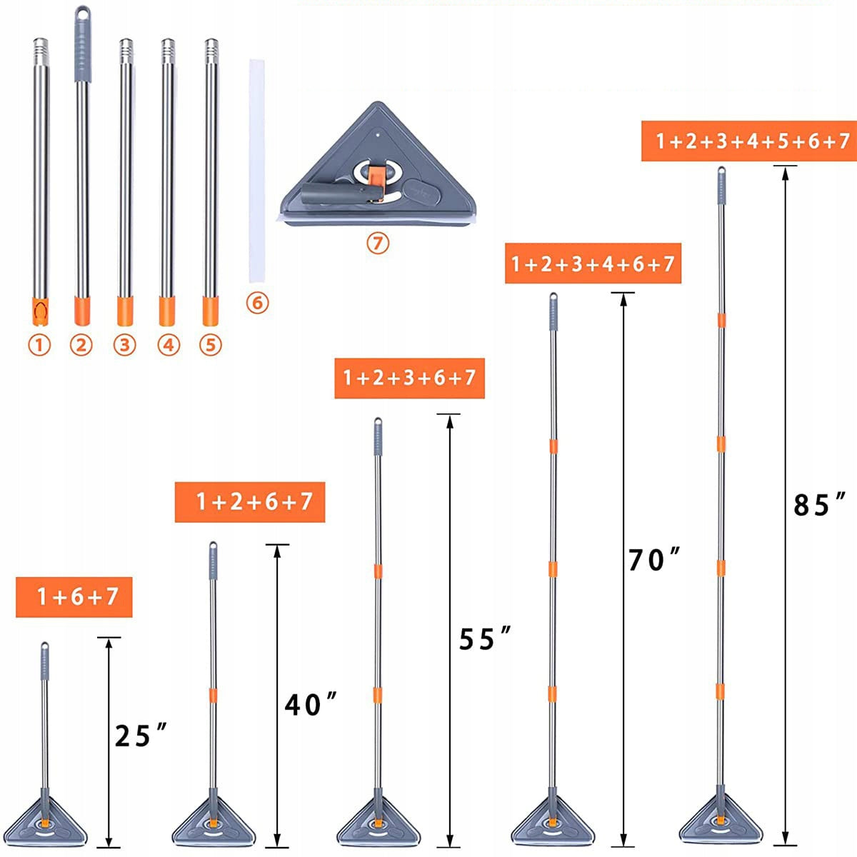 TRIANGULAR MOP WITH ROTATING MICROFIBER HEAD FOR CLEANING FLOORS AND CEILINGS Brand no brand
