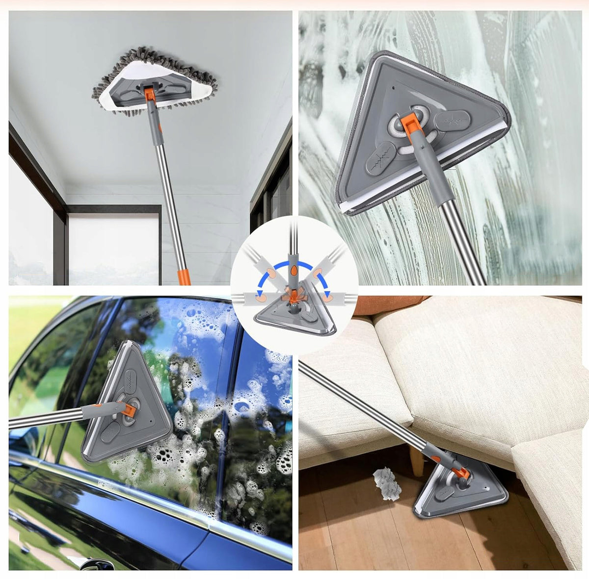 TRIANGULAR WALL WINDOW TILE ROTARY MOP ADJUSTABLE 25 TO 85'' WITH 6 WASHERS Manufacturer code 6HG28242824