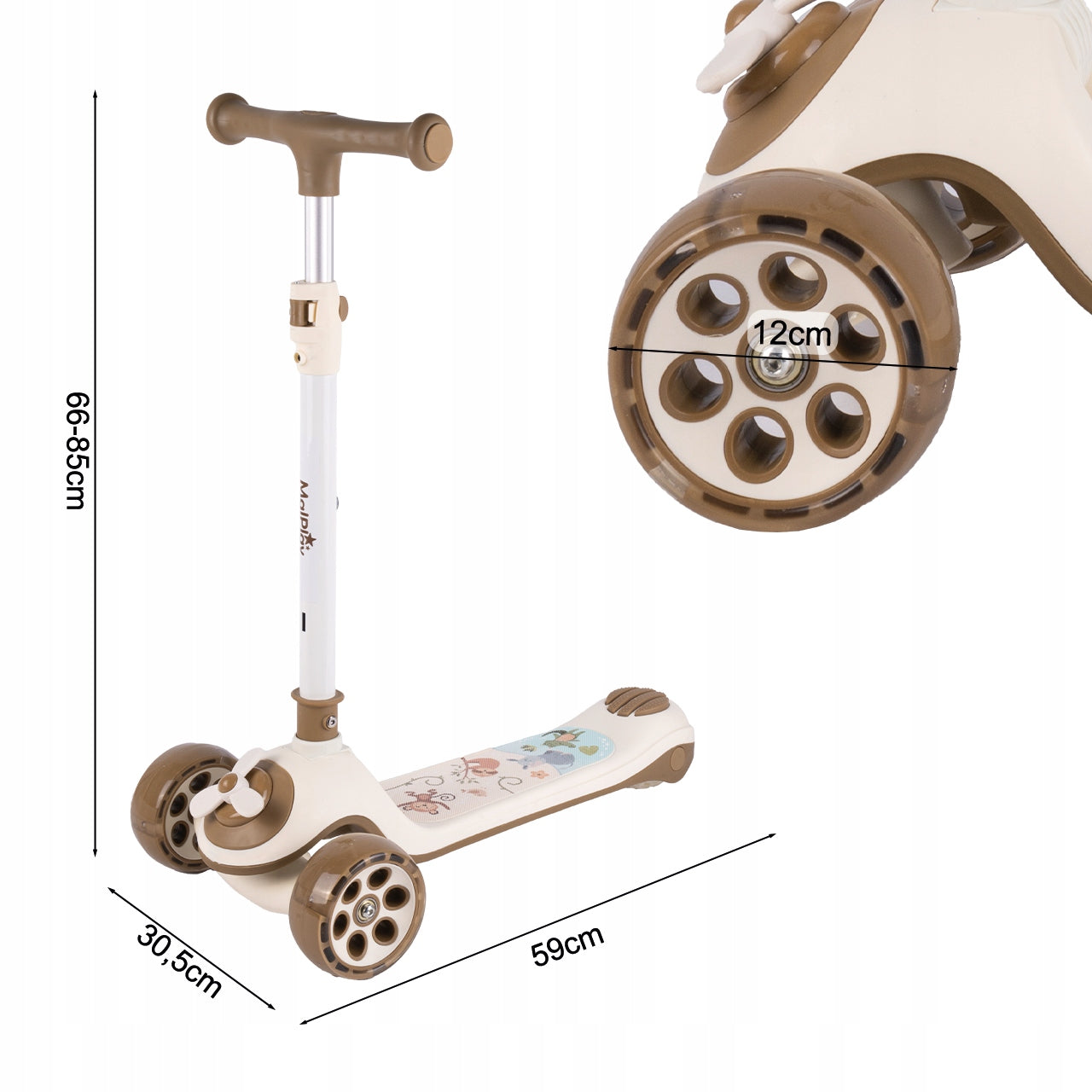 TRICYCLE SCOOTER FOR CHILDREN BALANCE RIDER WITH LED WHEEL SEAT Packaging status original